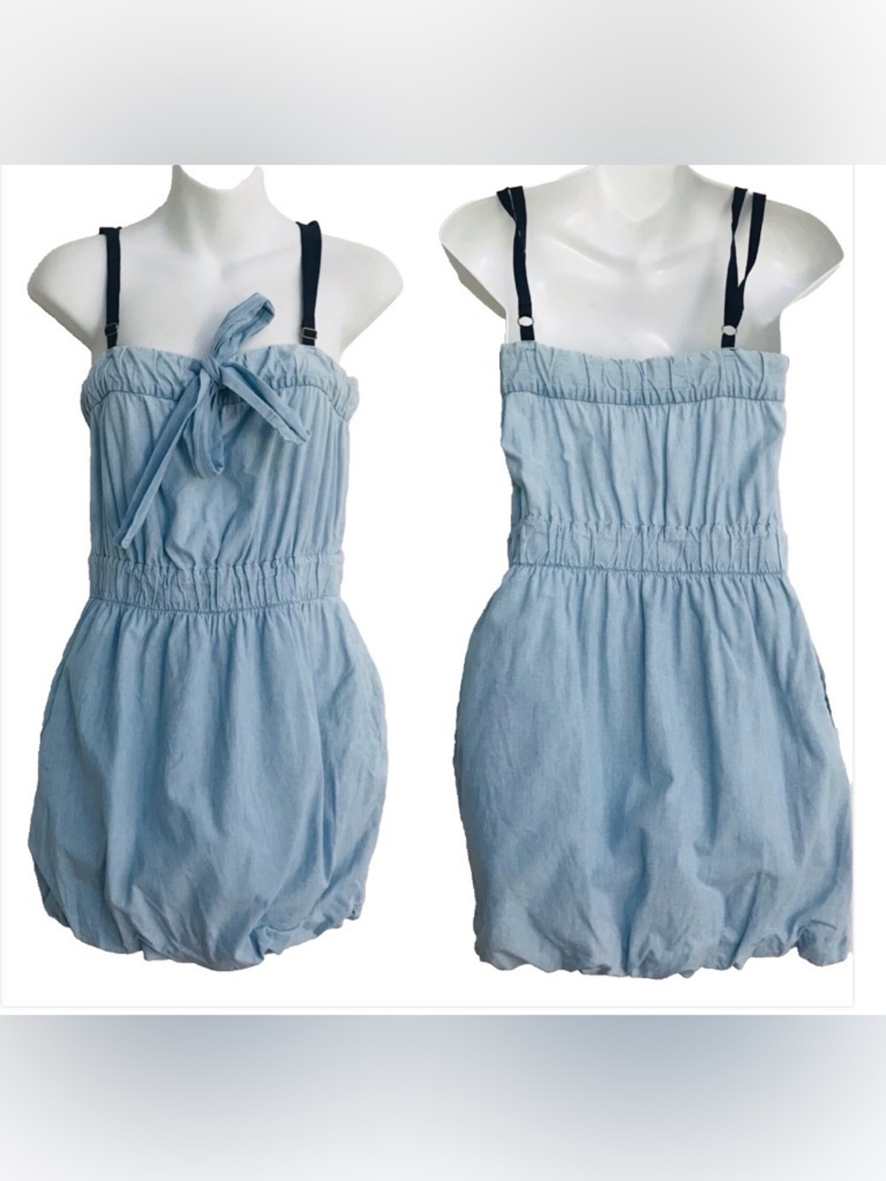 J. CREW Unique Vintage Y2K Denim BUBBLE DRESS Size XS